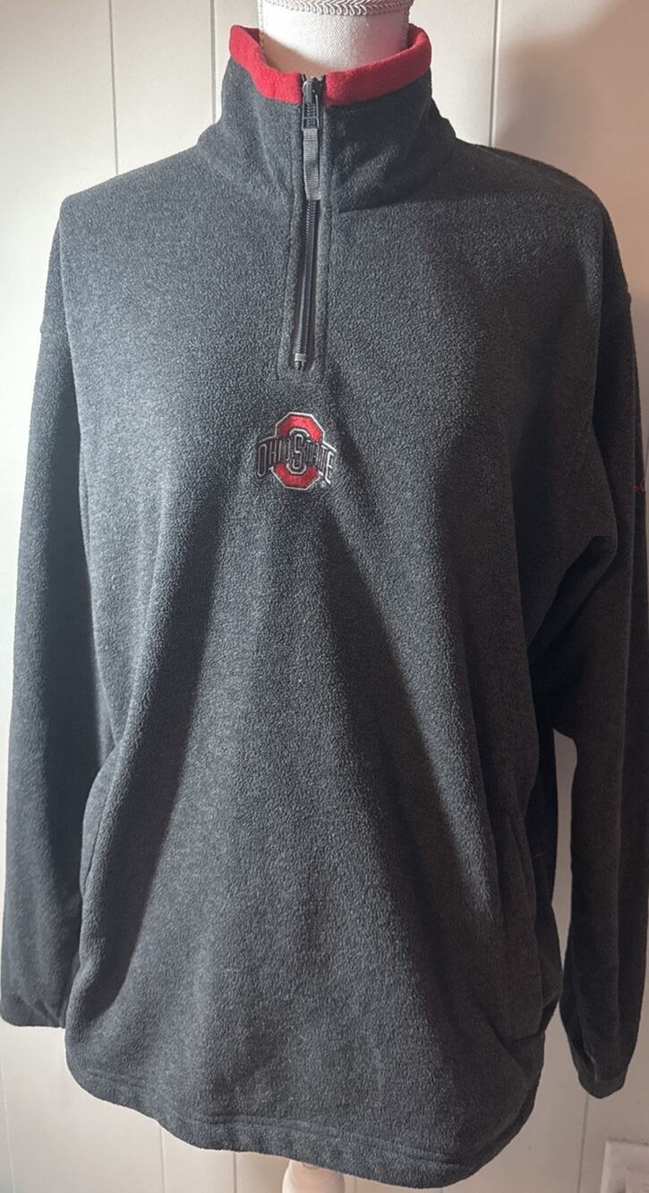 Columbia Ohio State Fleece Gray Long Sleeve 1/4 Zip Men's Large NN